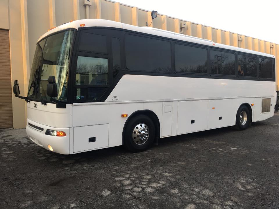 Driver's side of Charter Bus