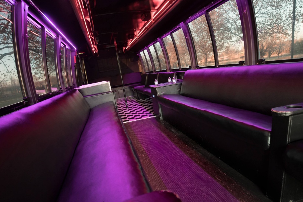Orange Party Bus (Interior, Rear, Red Lighting, View 3)