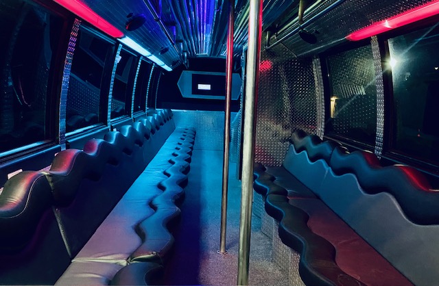 Interior view of Diamond Limo Bus, view 1